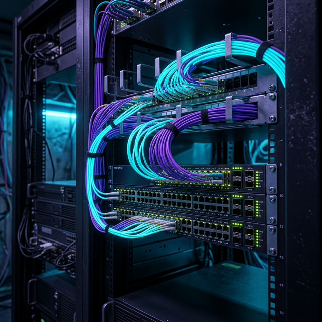 Cablaggio fibra ottica e switch